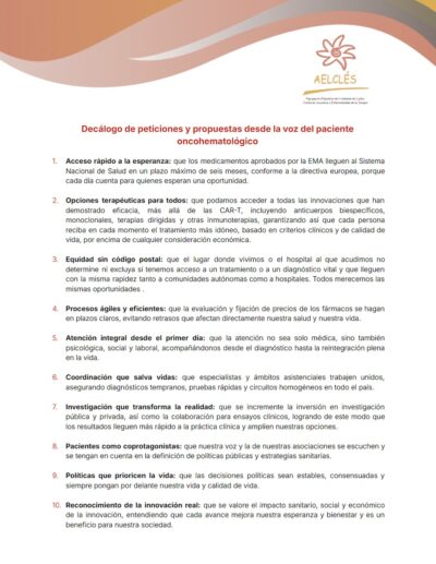 Decálogo Congreso Diputados AELCLÉS